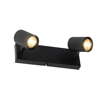 QAZQA Plafonnier moderne noir 2 lumières orientable rectangulaire - Jeana 3