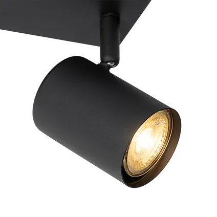 QAZQA Plafonnier moderne noir 2 lumières orientable rectangulaire - Jeana 5