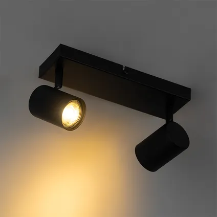 QAZQA Plafonnier moderne noir 2 lumières orientable rectangulaire - Jeana 10