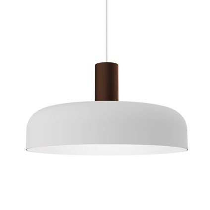 NADIR Hanglamp, 1X E27, metaal, wit mat/bruin corten, D.40cm
