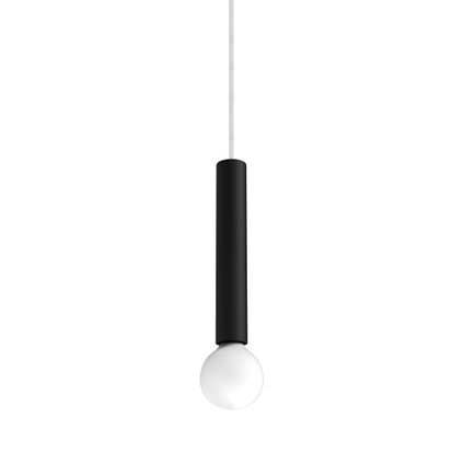 PURO Hanglamp, 1X E27, metaal, zwart mat, D.4cm H.30cm