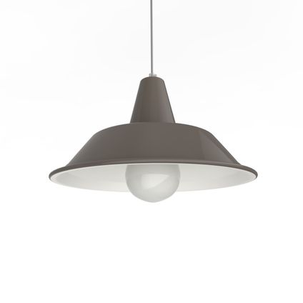 DUNA Hanglamp, 1XE27, metaal, grijs taupe/wit, D.35cm