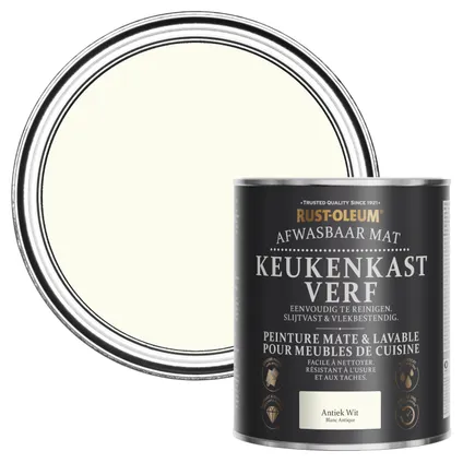 Rust-Oleum Peinture pour Meubles de Cuisine, Mat - Blanc Antique 750ml