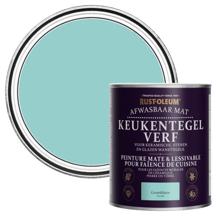 Rust-Oleum Peinture pour Faïence de Cuisine, Mat - Bleu vert 750ml