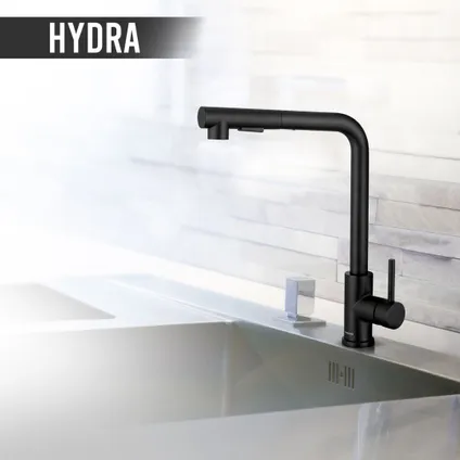 LOMAZOO keukenkraan met uittrekbare uitloop zwart Hydra RVS 2