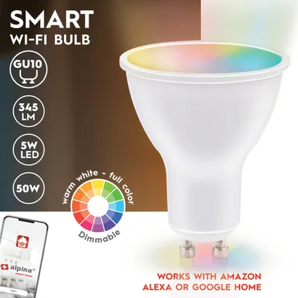 Alpina Smart ledlamp RGB+WW GU10 5W 3