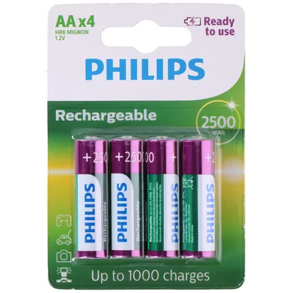 Philips AA Batterijen 4 Stuks NiMH 2500mAh 2