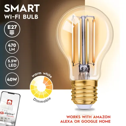 Alpina Smart ledlamp WW E27 5W A 2