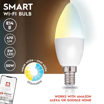 Alpina Smart ledlamp WW E14 5W 2