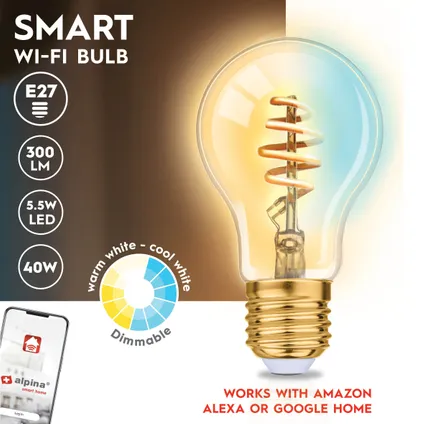 Alpina Smart LED lamp WW E27 5W B 5