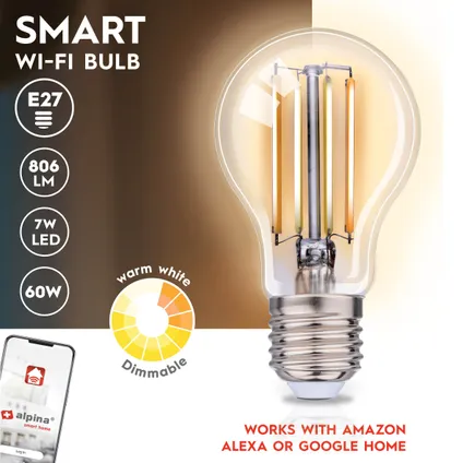 Alpina Smart LED lamp WW E27 7W 2
