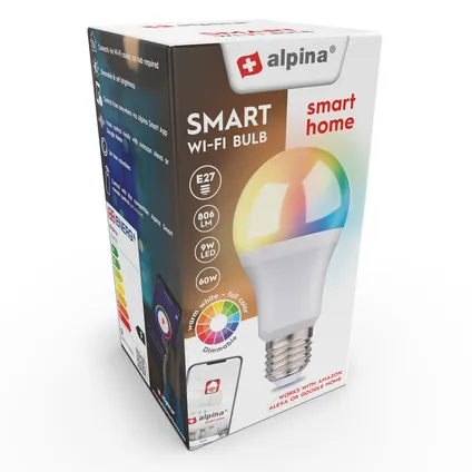 Alpina Ampoule LED Intelligente RGB+WW E27 9W 6