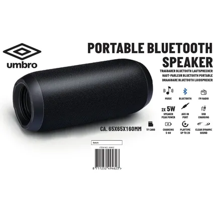 Umbro Draagbare Bluetooth Speaker met Radio Zwart 4