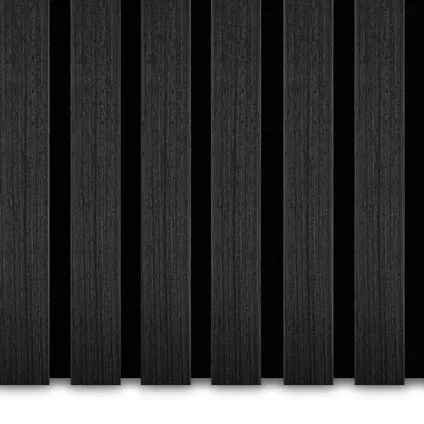 Akupanel Akoestische Wandpaneel Eiken Zwart 3-zijdig Gefineerd Lattenwand 270 x 60 cm 3