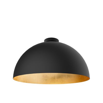 VENICE Plafondlamp, 1xE27, metaal, zwart mat/blad gouden, D.40cm