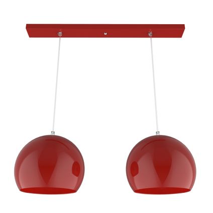 JOE TRACK Hanglamp, 2x E27, metaal, rood glanzend, D.25cm
