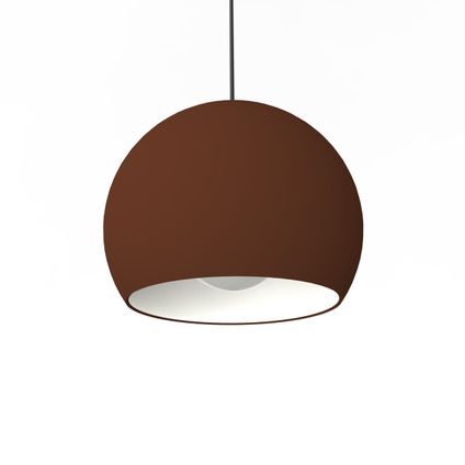 JOE Hanglamp, 1X E27, metaal, bruin corten/wit, D.25cm