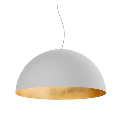 VENICE Hanglamp, 1xE27, metaal, wit mat/gouden blad, D.60cm