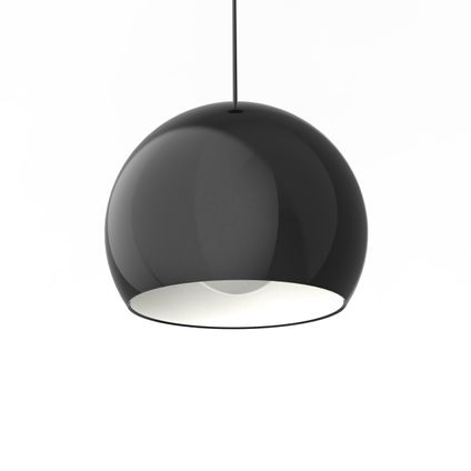 JOE Hanglamp, 1X E27, metaal, zwart glanzend/wit, D.25cm