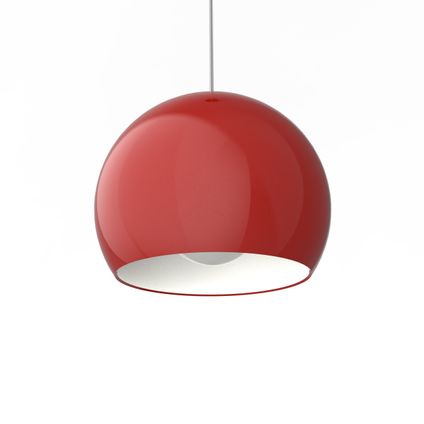 JOE Hanglamp, 1X E27, metaal, rood glanzend/wit, D.25cm