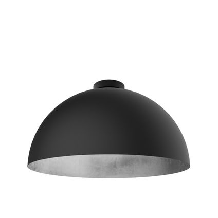 VENICE Plafondlamp, 1xE27, metaal, zwart mat/blad zilver, D.40cm