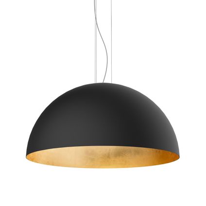 VENICE Hanglamp, 1xE27, metaal, zwart mat/gouden blad, D.80cm