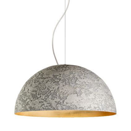 VENICE Hanglamp, 1xE27, metaal, cement/gouden blad, D.60cm