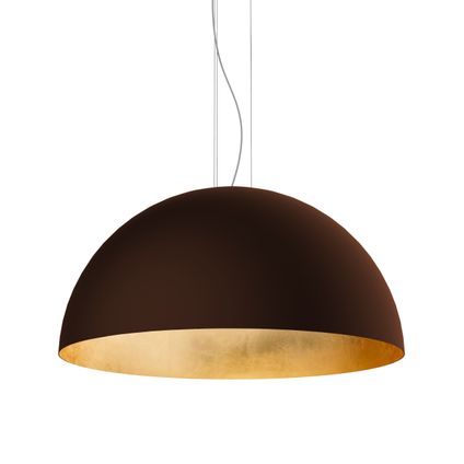 VENICE Hanglamp, 1xE27, metaal, bruin corten/gouden blad, D.80cm