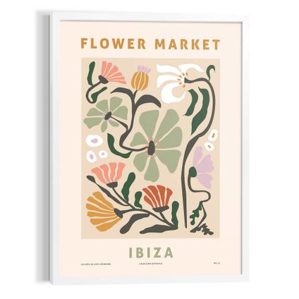 Schilderij Flower Market Ibiza - Artprint - Art Frame 50x70 cm MDF Bont