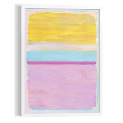 Schilderij Colourful Squares Abstract - Vormen - Lijnen - Kleurrijk - Art Frame 50x70 cm MDF Roze