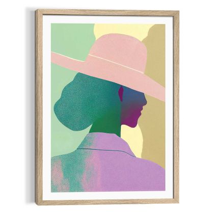 Schilderij Female Contours Artprint - Vrouw - Art Frame 50x70 cm MDF Paars