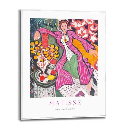 Schilderij Matisse - Vrouw met de paarse jas - Slim Frame 40x50 cm MDF Bont