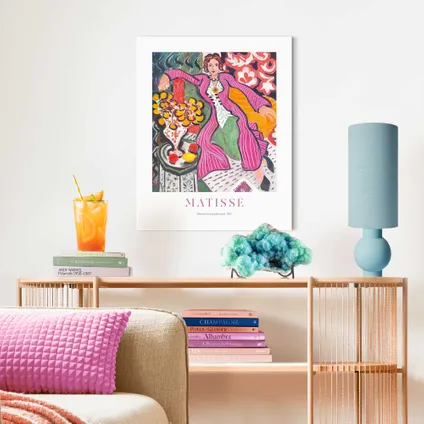 Schilderij Matisse - Vrouw met de paarse jas - Slim Frame 40x50 cm MDF Bont 3
