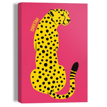 Schilderij Cheetah Kleurrijk - Artprint - Canvas 20x30 cm Canvas Geel