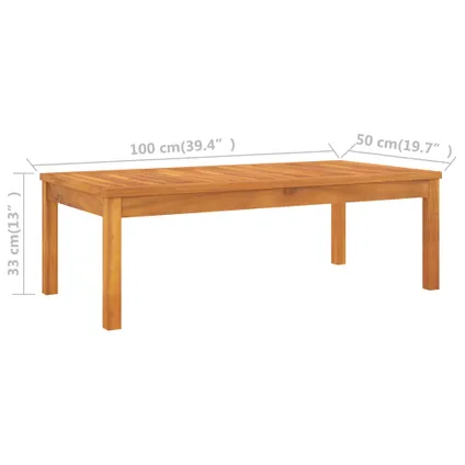 vidaXL Table basse 100x50x33 cm Bois d'acacia solide 6
