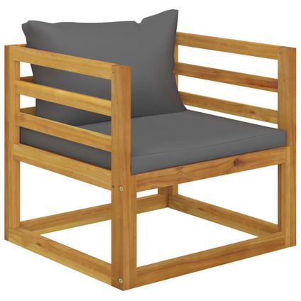 vidaXL Chaise de jardin avec coussins gris foncé Bois d'acacia