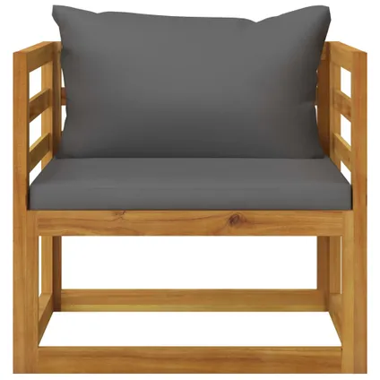 vidaXL Chaise de jardin avec coussins gris foncé Bois d'acacia 2