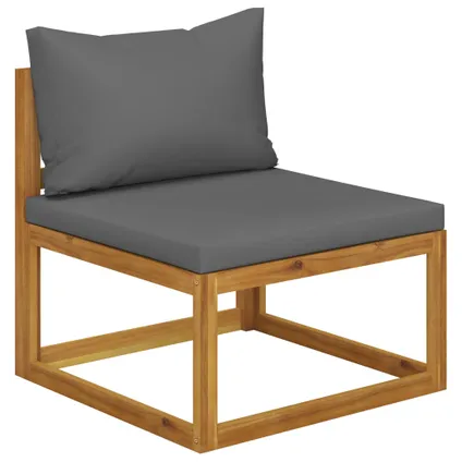 vidaXL Chaise de jardin avec coussins gris foncé Bois d'acacia 7