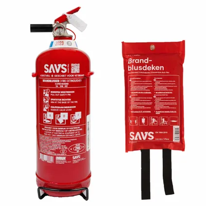 SAVS Brandblus box - Vetblusser 2 liter + blusdeken - M - 2L 2