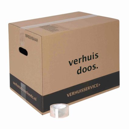 Cartons de déménagement Verhuisservice+ - lot de 5 - 55 litres - extra robuste - scotch inclus
