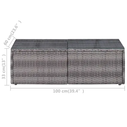 vidaXL 6-delige Loungeset met kussens poly rattan grijs 9