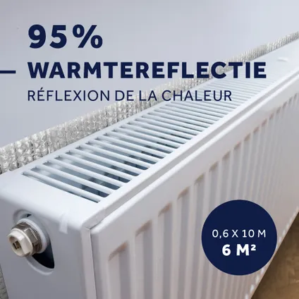 Alkreflex radiatorfolie 100% pure aluminium dubbelzijdig reflecterend 3,5mm dik 60cm x 5m 5