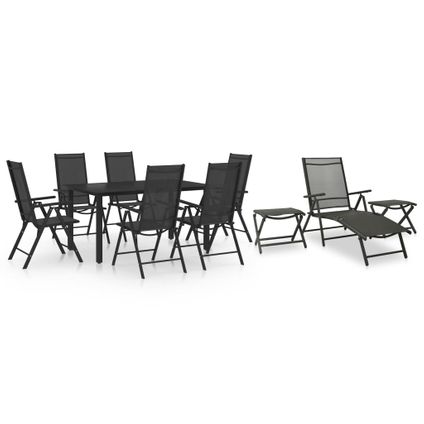 vidaXL 10-delige dining loungeset zwart en antracietkleurig