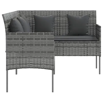 vidaXL 5-delige dining loungeset met kussens L-vormig poly rattan grijs 5