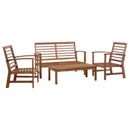 vidaXL 4-delige dining loungeset massief acaciahout