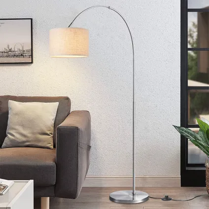 Home Sweet Home Moderne Boog Vloerlamp - Duke Geborsteld Staal Linnen 3