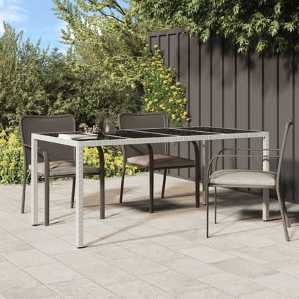 vidaXL Table de jardin Blanc 190x90x75 cm Verre trempé/résine
