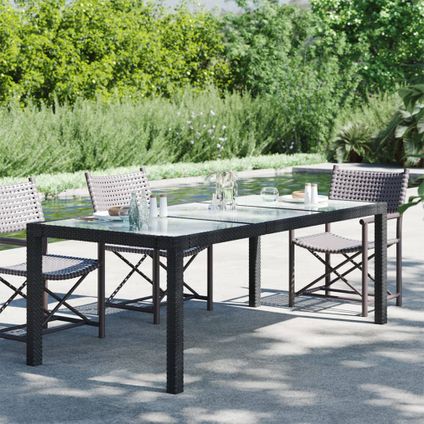 vidaXL Table de jardin Noir 190x90x75 cm Verre trempé/résine