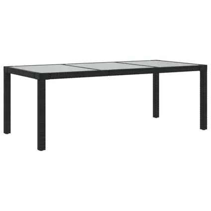 vidaXL Table de jardin Noir 190x90x75 cm Verre trempé/résine 3