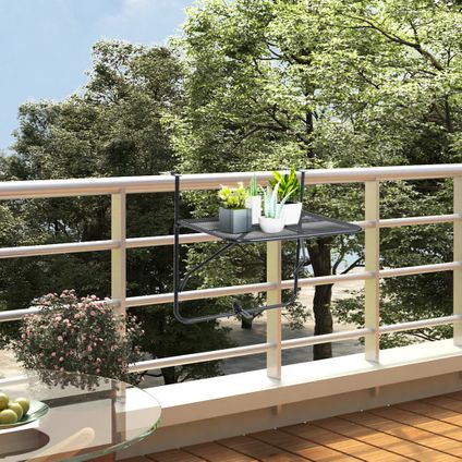 vidaXL Table de balcon Noir 60x40 cm Acier